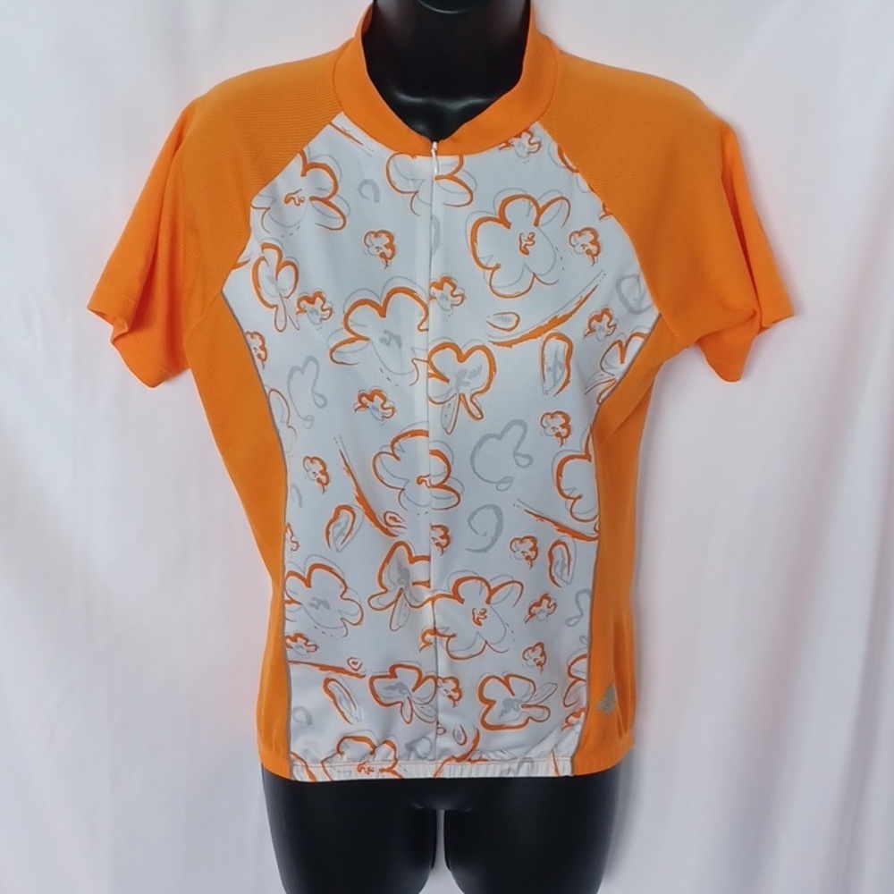 Descente cycling Jersey, orange & white, 3/4 zip front